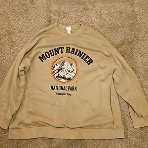 Tan mountain Rainier National Park crew neck.